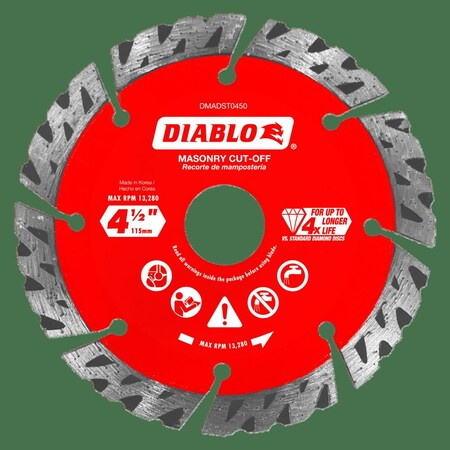 Diablo DiamondSawBlade,Diam:4.5",Arbor:7/8 DMADST0450