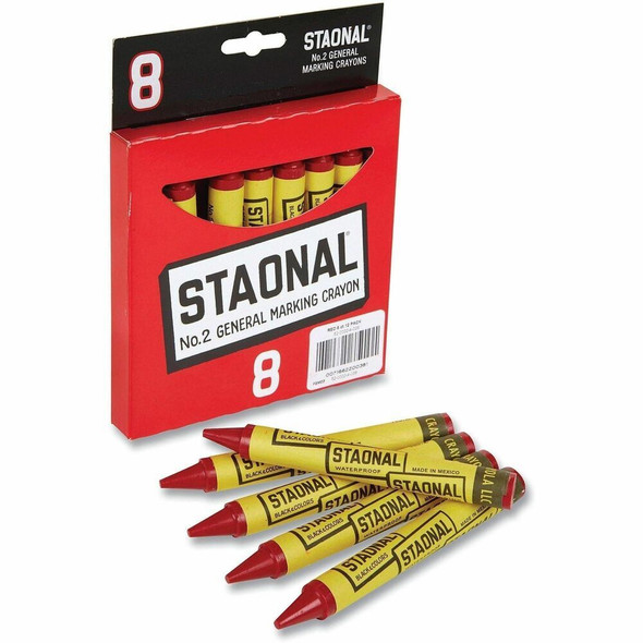 Crayola Staonal Marking Crayon - 5" Length x 0.6" Diameter - Red - 8 / Box