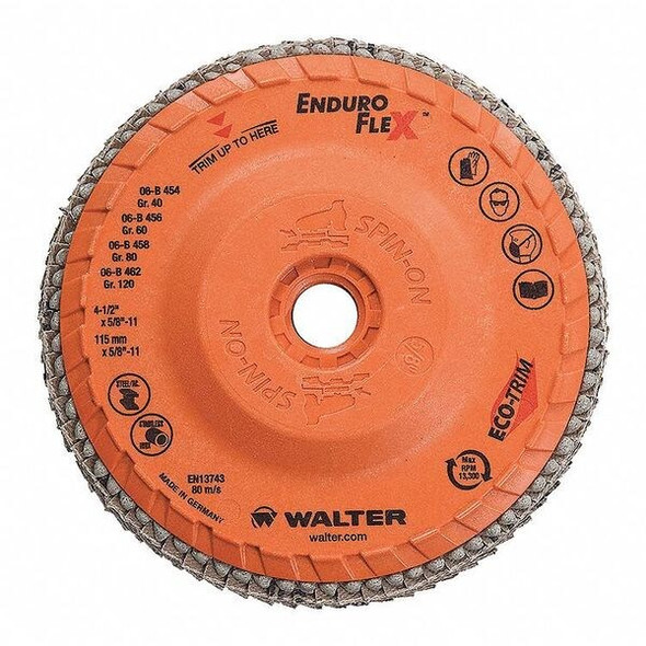 Walter Surface Technologies Flap Disc,Coarse,Grit 40,4-1/2"Dia. 06B454