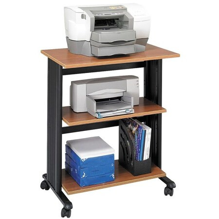 Safco Adj Printer Stand,3 Level,Med Oak/Blk 1881MO