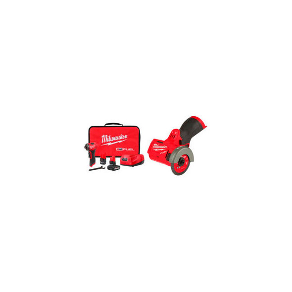 Milwaukee M12 Fuel 1/4"" Right Angle Die Grinder Kit Bundled With 3"" Compact Cu