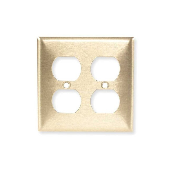 Duplex Opening Wall Plates, Number of Gangs: 2 Brass, Brushed Finish, Brass