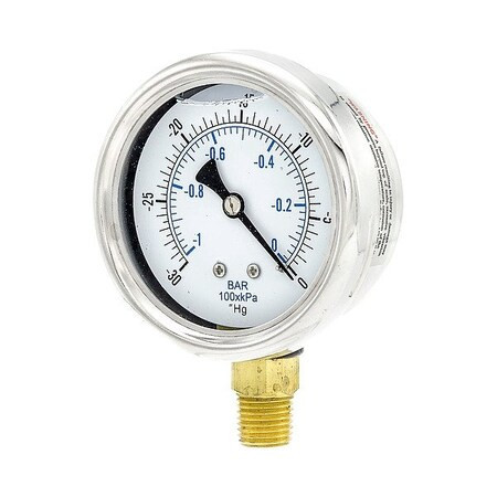 Manufacturer Varies Pressure Gauge, 1/4 in NPT, Bottom Location 211L-254A
