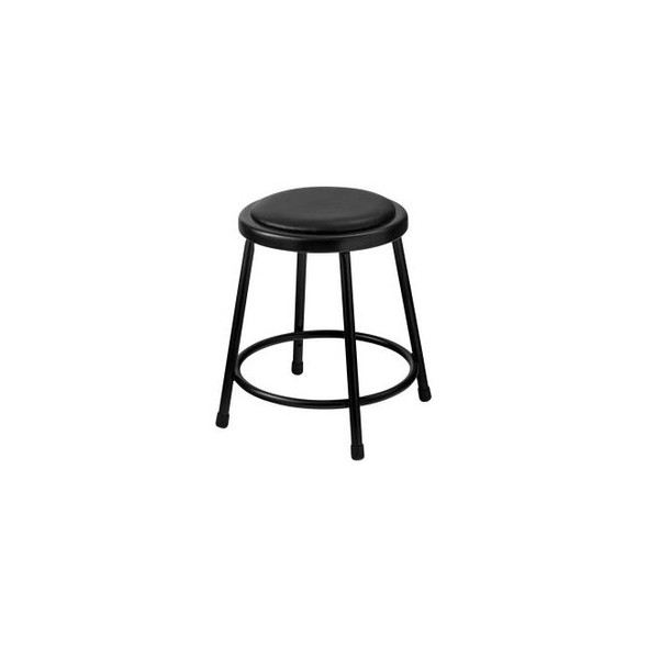 Interion 18"" Steel Work Stool with Vinyl Seat - Backless - Black - Pack of 2
