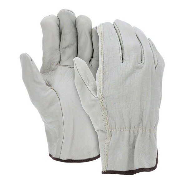 MCR Safety® Economy Grade Leather Drivers, Medium, Natural, 12/Pair
