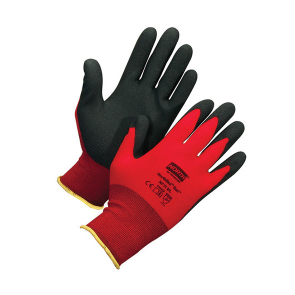 Honeywell North® NorthFlex Red™ Foam PVC Gloves, Large, Black/Red, 1/Pair