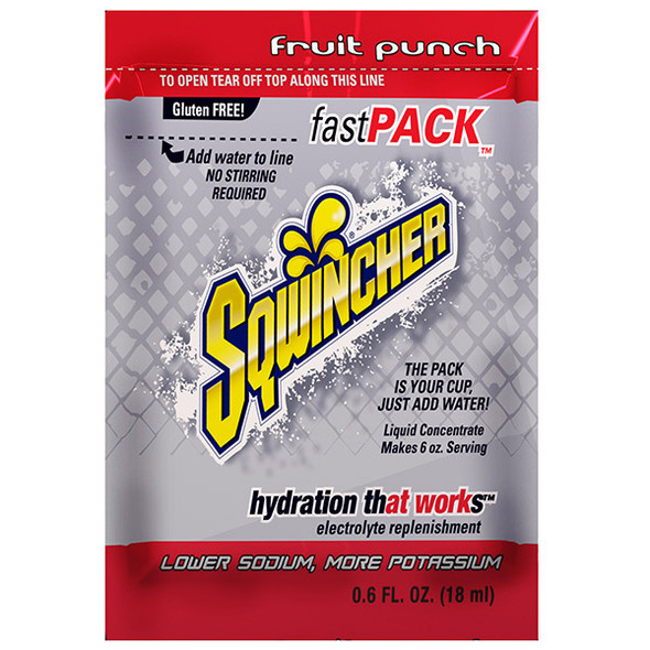 Sqwincher® FastPack® Single Serve, 0.6 oz Packs, 6 oz Yield