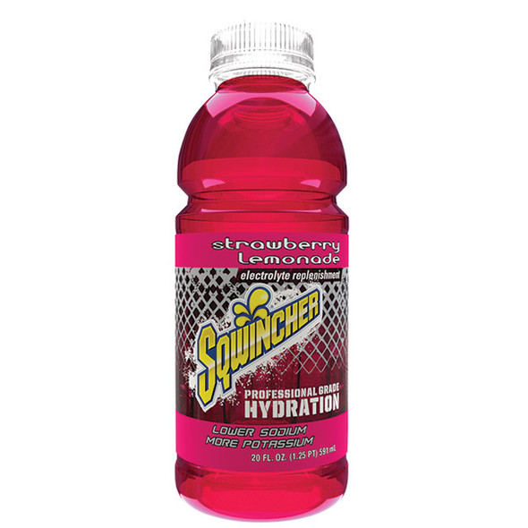 Sqwincher® Ready-To-Drink, 20 oz Bottles/Yield, Strawberry Lemonade, 24/Case