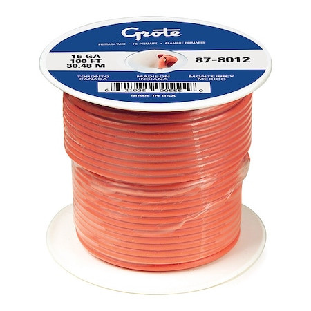 Grote Automotive Cable, 16 AWG, Orange, 100 ft 87-8212
