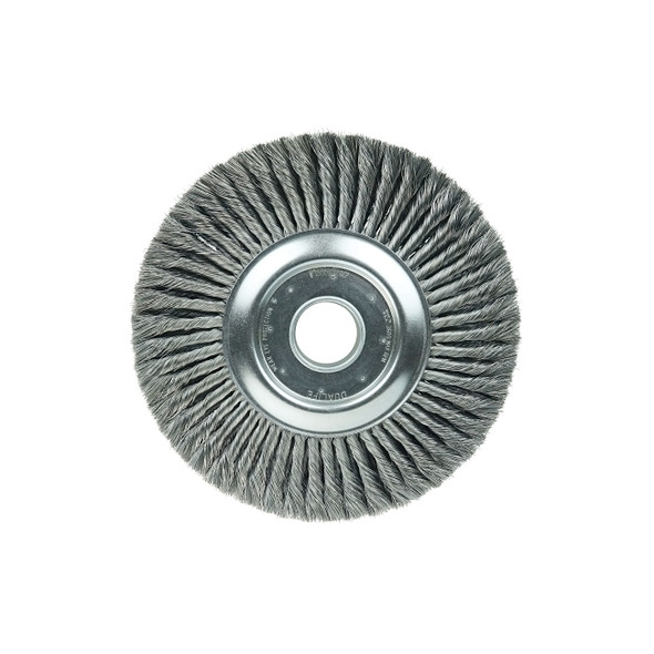 Standard Twist Wire Descaling Wheel, 12 in dia x 2 in W Face, 0.014 in Steel Wire, 3600 RPM