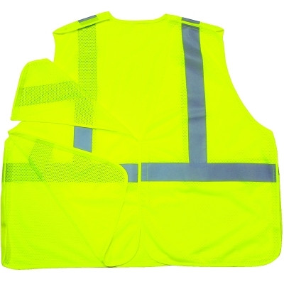 GloWear® Safety Vest, 8215BA, Class 2, Type R, 2 in Reflective Tape, 1 Pocket, Breakaway Hook and Loop, Small/Medium, Lime