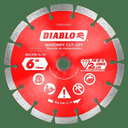 Diablo DiamondSawBlade,Diam:6",Arbor:5/8",7/8 DMADS0600