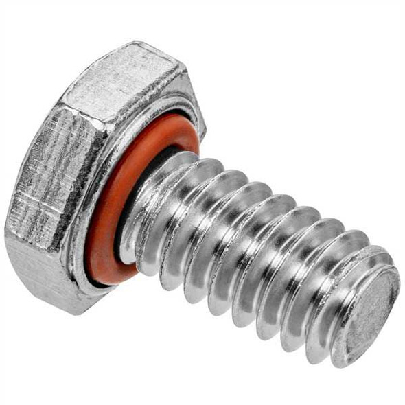 18-8, 1/4"-20 Sealing Hex Head Cap Screw, Plain Stainless Steel, 1/2 in L, 5 PK