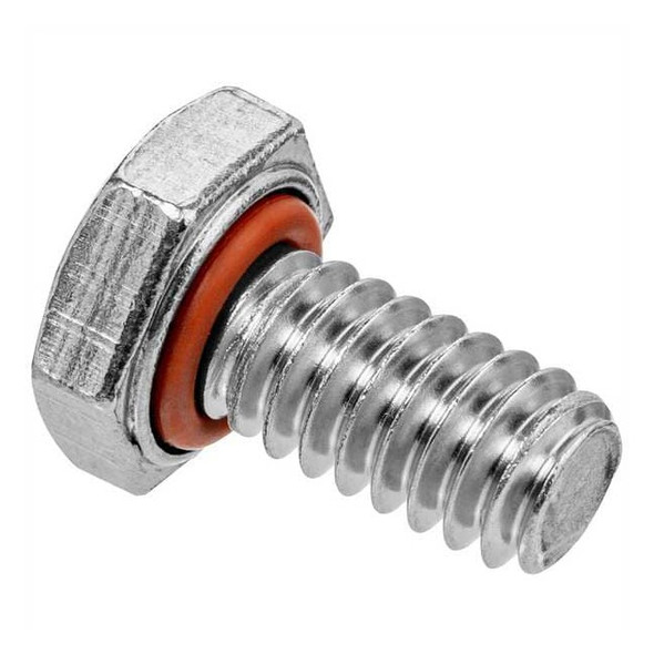18-8, 1/4"-20 Sealing Hex Head Cap Screw, Plain Stainless Steel, 1/2 in L, 5 PK