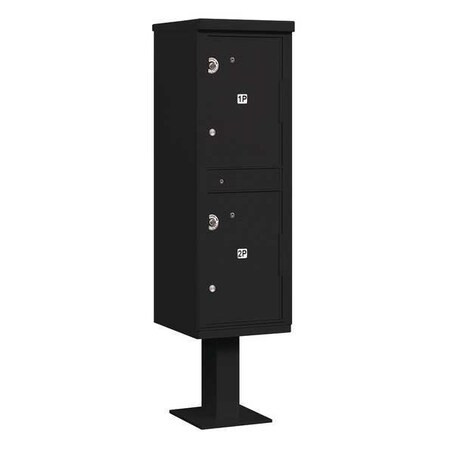 Parcel Locker, Black, Powder Coated, 2 Doors, Pedestal, USPS Access