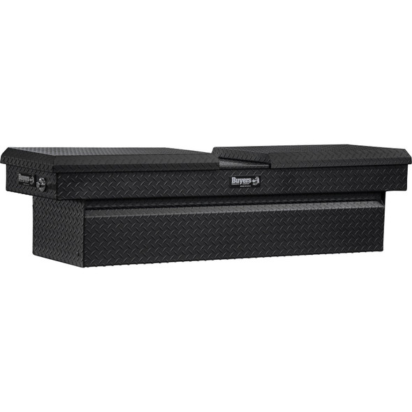 18x20x71 Inch Textured Matte Black Diamond Tread Aluminum Gull Wing Truck Box