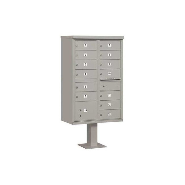 Cluster Box Unit, Gray, Powder Coated, 14 Doors, Pedestal, Standard