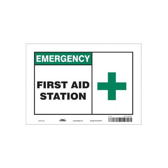 First Aid Station, 10 in W x 7 in H, Vertical Rectangle, Vinyl, 471U81