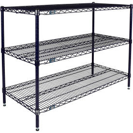 Nexel 3 Shelf Nexelon Blue Wire Shelving Unit Starter 48""W x 18""D x 34""H