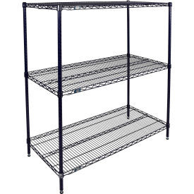 Nexel 3 Shelf Nexelon Blue Wire Shelving Unit Starter 48""W x 18""D x 54""H