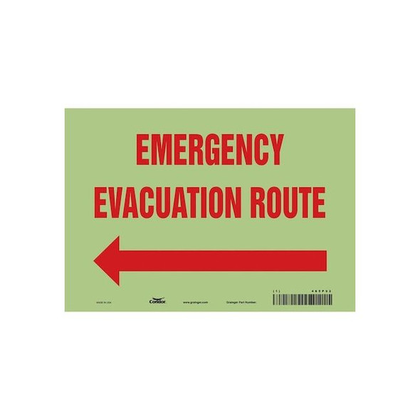 Safety Sign, 7 in H, 10 in W, Glow Vinyl, Vertical Rectangle, English, 465P92