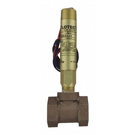 Mini-size flow switch, brass upper and lower body, 3/4" NPT, brass tee.
