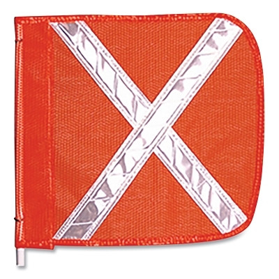 Replacement Warning Whip Flag, 12 in x 11 in, Orange with White Reflective X