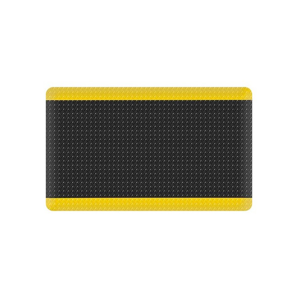 Antifatigue Mat, 3 ft L x 5 ft W, 11/16 in Thickness, Vinyl, Black/Yellow