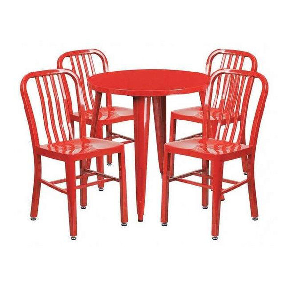 Round 30" W, 30" L, 29.5" H, Metal Top, Red