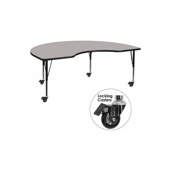 Kidney Activity Table, 48" W, 96" L, 25.37" H, Laminate, Grey