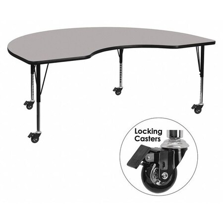 Kidney Activity Table, 48" W, 96" L, 25.37" H, Laminate, Grey