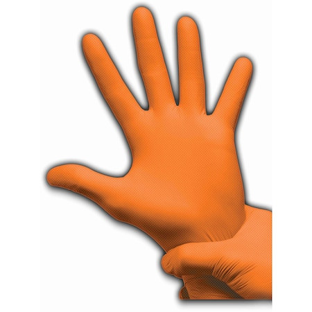 Disposable Gloves, 8 mil Palm, Nitrile, Powder-Free, 100 PK, Orange