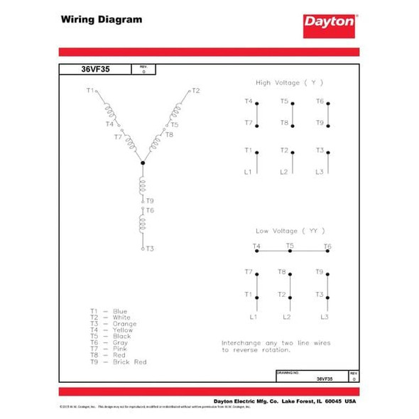 Three-Phase General Purpose Motor, 2 HP, 182/4T Frame, 230/460V AC Voltage, 1165 Nameplate RPM