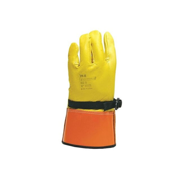 Electrical-Insulating Glove Protectors, Goatskin, 12" Length, Yellow, Size 10