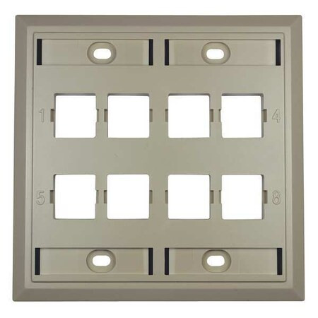 Commscope Wall Plate,2 Gang,8 Port,Ivory M28L-246
