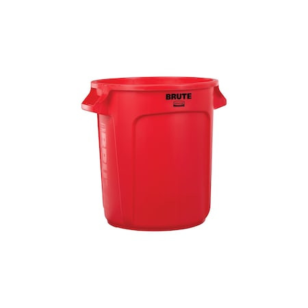 Brute(R) 10 gal Round Trash Can, Red, None, Plastic, Not Applicable