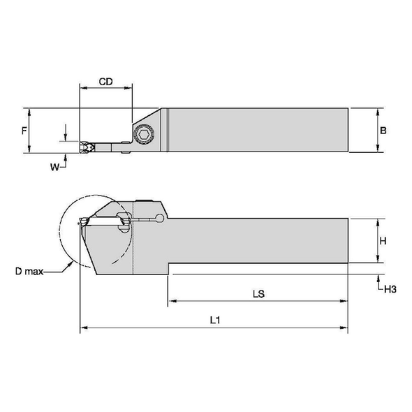 Widia Grooving/Parting Toolholder,WMT,RH 3655908