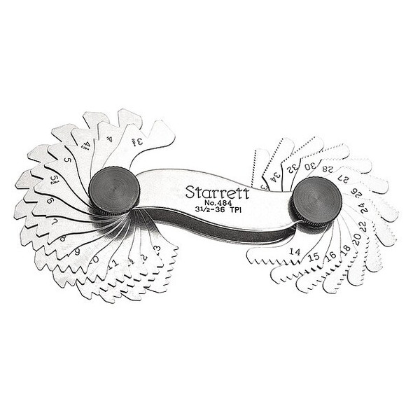 Starrett Screw Pitch Gage,28 Leaves,3.5 to 36 TPI 484