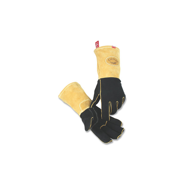 1852 Deerskin Wool Lined MIG/Stick Welding Gloves, Large, Black/Gold, Gauntlet Cuff