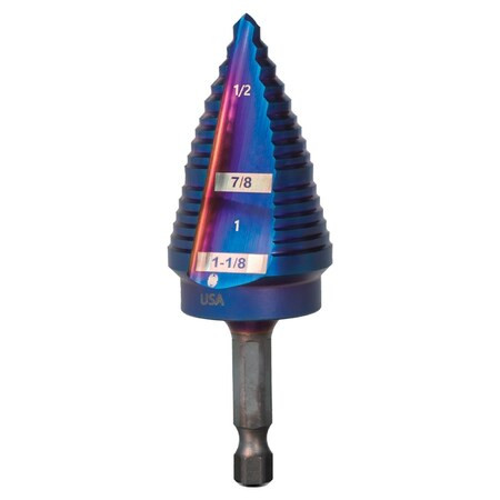 Spyder 16 Step Bit, Mach-Blue Hex Shank, 3/16'', 1-1/8'' 19023