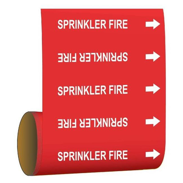 Brady Pipe Marker,Sprinkler Fire,Red, 41475 41475