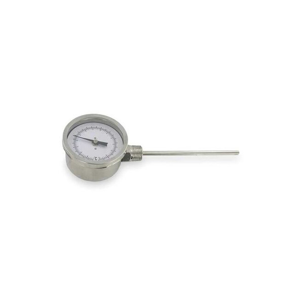 Bimetal thermometer, 4" stem, range 0 to 200 Degrees F.