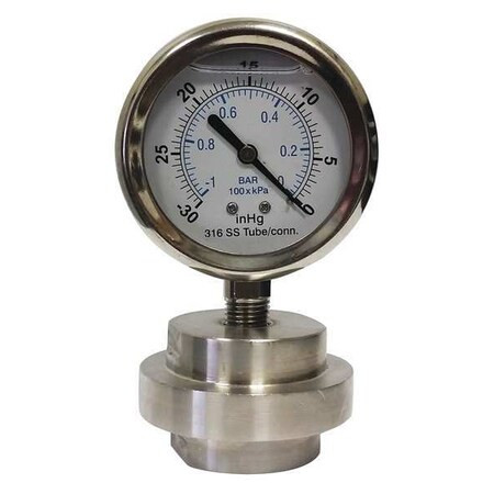 Kodiak Controls Vacuum Gauge,1/4 in. FNPT KC301L2530/0/DSM3511LP