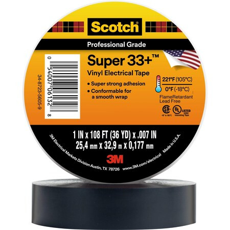 3m Electrical Tape, Black, 36 yd L, 1 in W 08949