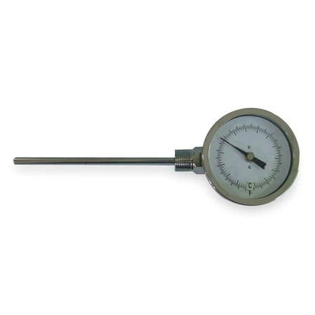 Bimetal thermometer, 6" stem, range 0 to 200 Degrees F.