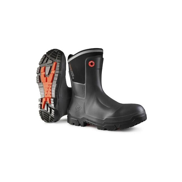 Dunlop Rubber Boot, 7D, Mid-Calf, Black, PR LG8HU42.07
