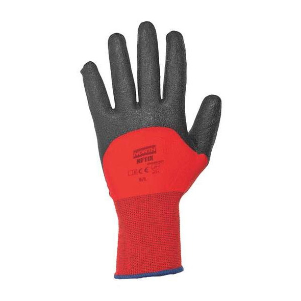 Coated Gloves, PVC, Sandy, 3/4 Dip, 4 Abrasion Level, Red, M 1 PR