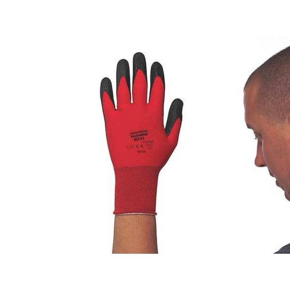 Honeywell North Coated Gloves, PVC, Sandy, 3/4 Dip, 4 Abrasion Level, Red, M 1 PR NF11X/8M