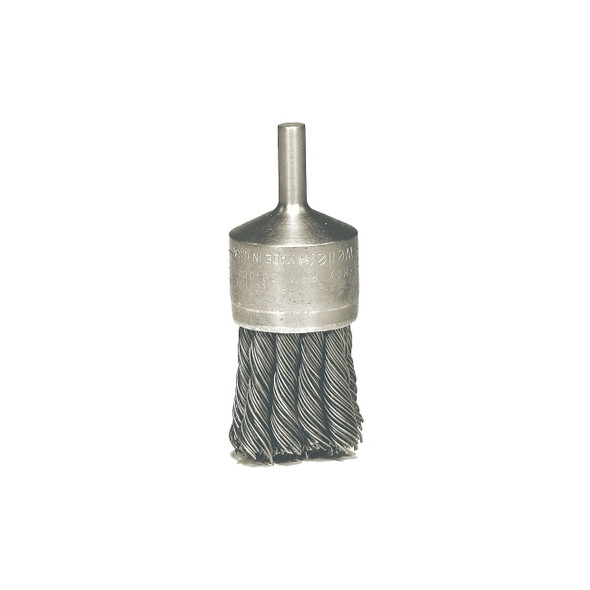 Knot Wire End Brush, Stainless Steel Bristles, 1-1/8 in Brush dia x 0.020 in Wire, 22000 RPM, 1 EA/EA