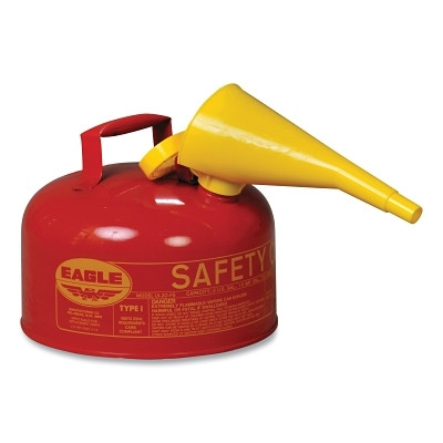 Safety Can, Type I, 2 gal, 24-ga Galvanized Steel, Flammables, Red